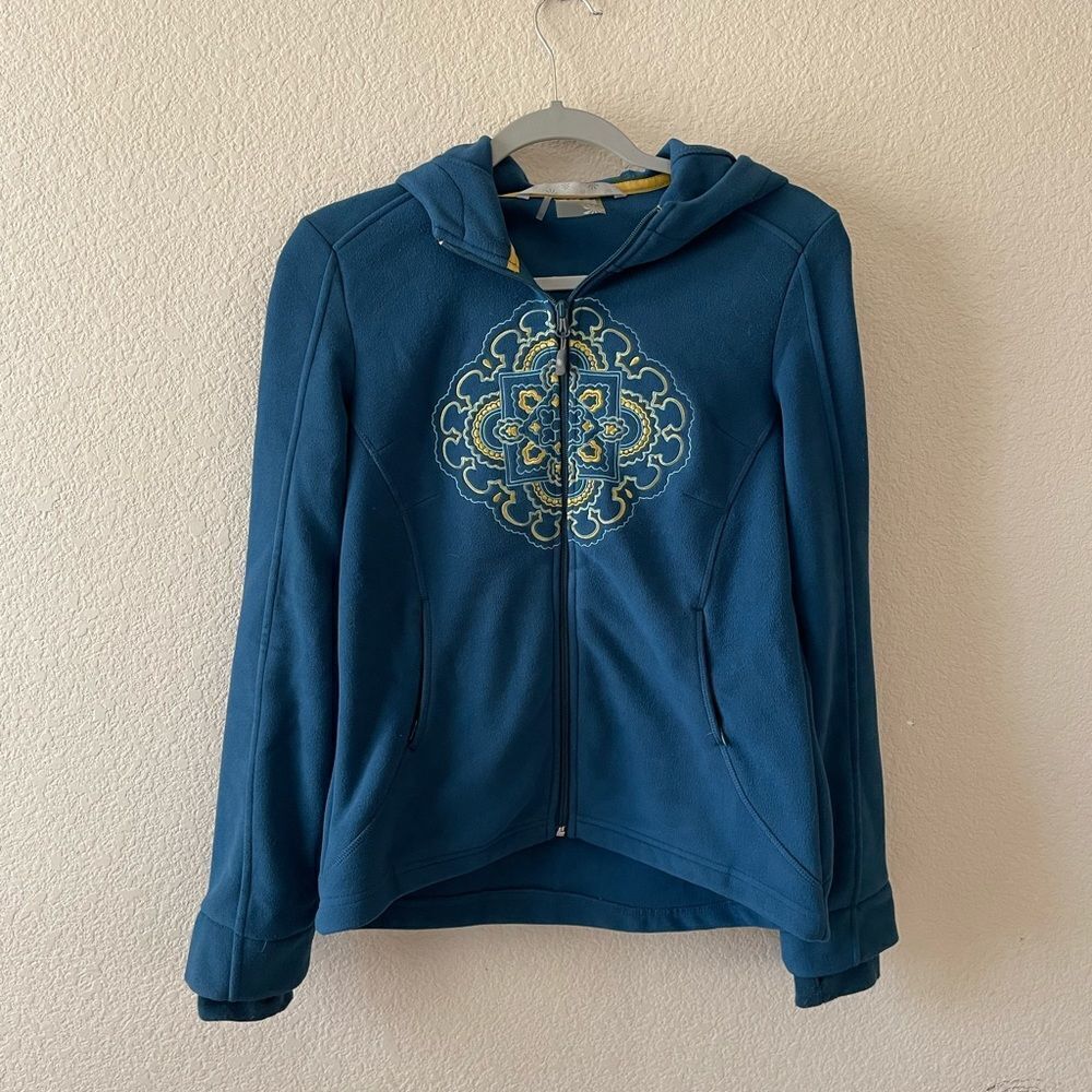 Athleta fleece embroidered zip up jacket